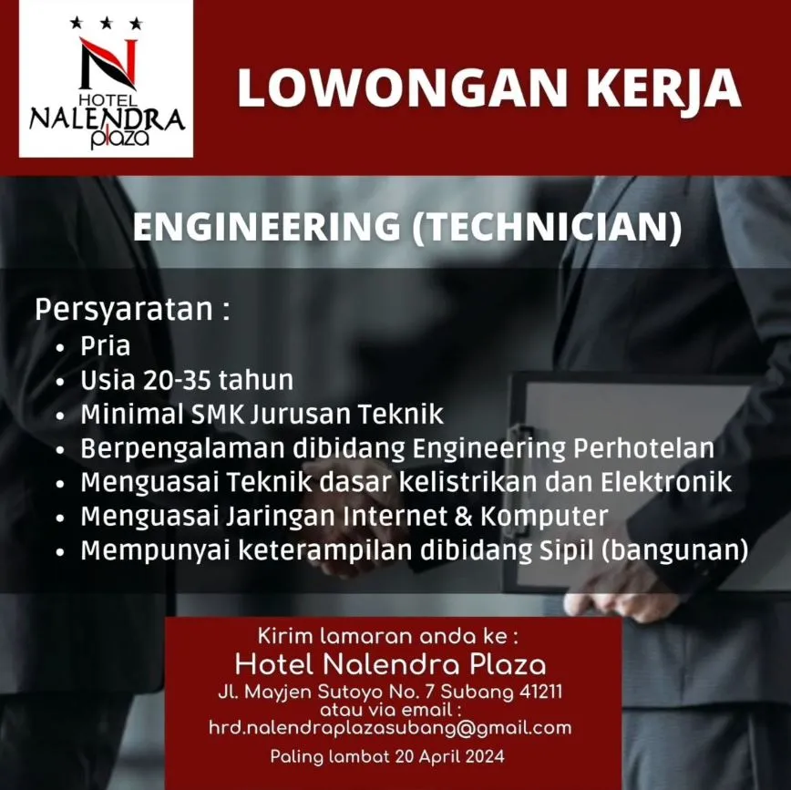 Lowongan Kerja Hotel Nalendra Plaza Subang